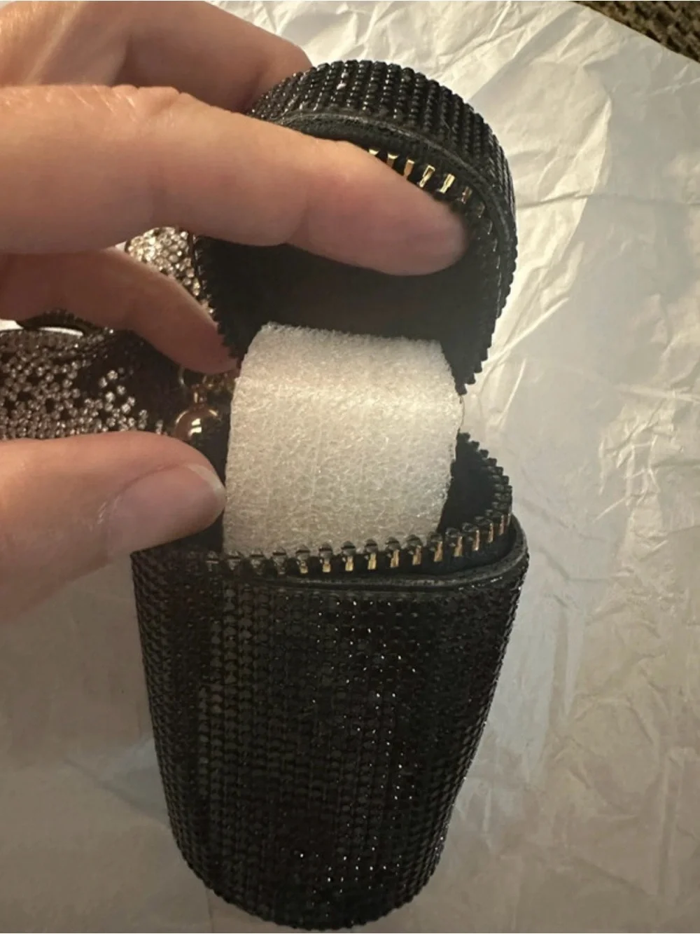 Black Rhinestone Lipstick Case with Butterfly Keychain/Bag Charm